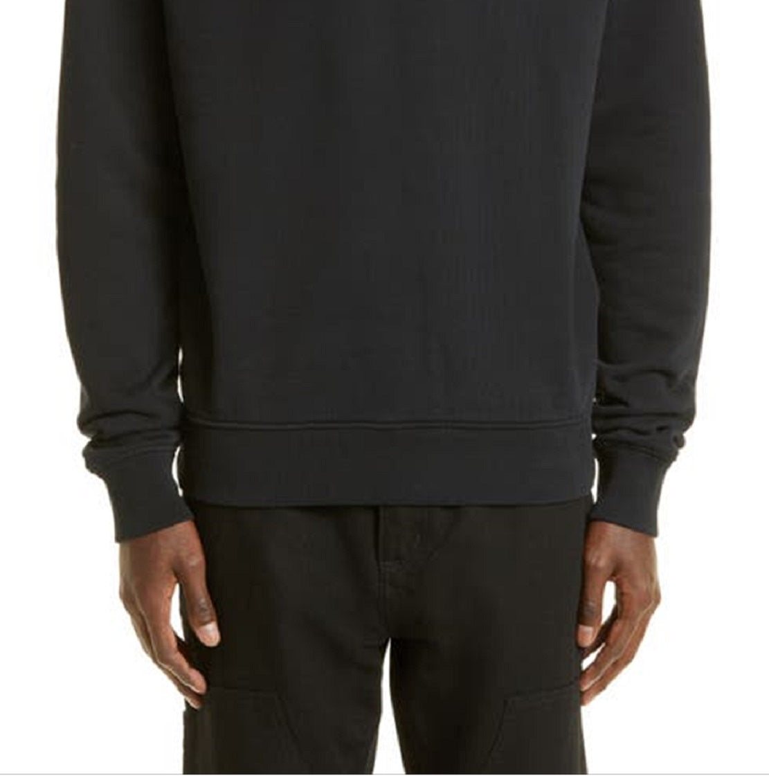 Moletom masculino Ami Paris com logotipo bordado de algodão orgânico, preto, tamanho médio