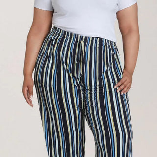 Calça jogger feminina Leota Poolside listrada smoking azul tamanho 3G