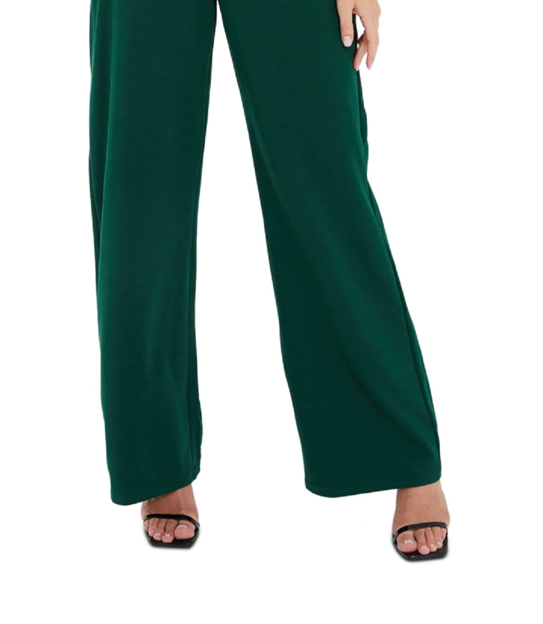 Macacão feminino Quiz com decote em V e mangas largas, verde, tamanho 10