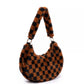 Bolsa de ombro feminina Skinnydip London Kiely Checkerboard Fluff marrom tamanho regular