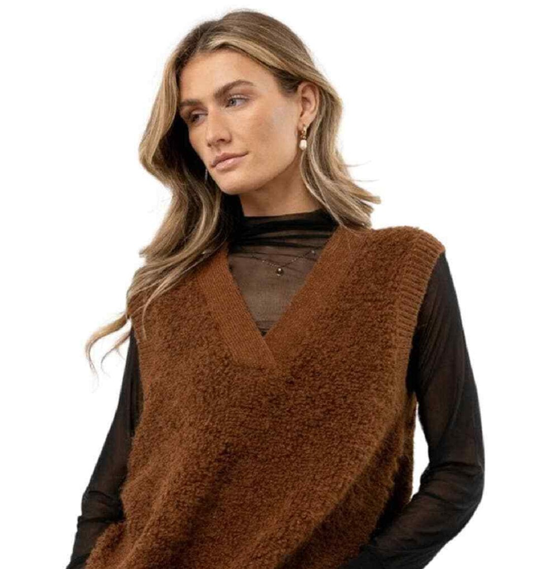 VERO MODA Colete Lucia Feminino Marrom