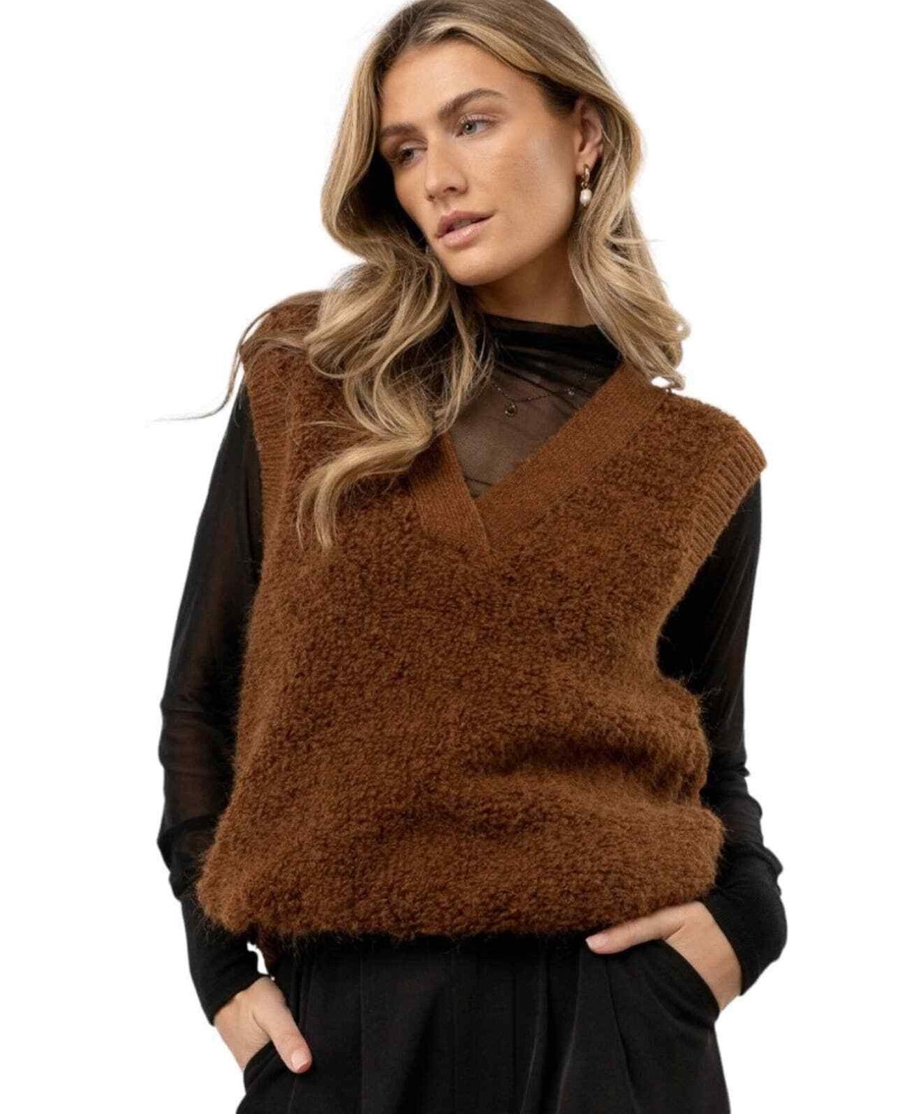 VERO MODA Colete Lucia Feminino Marrom
