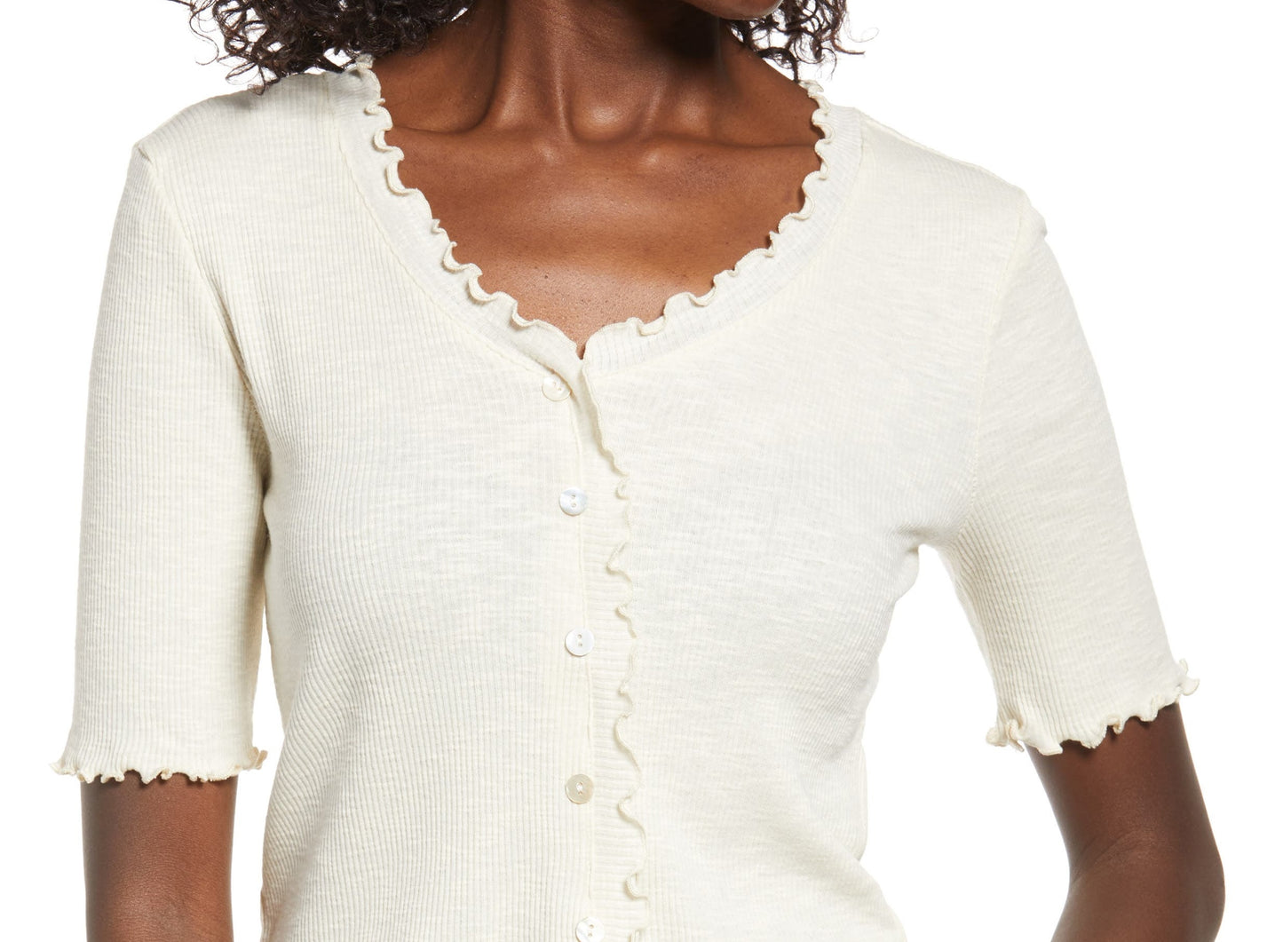 VERO MODA Top Hailey Canelado Feminino Branco Tamanho P