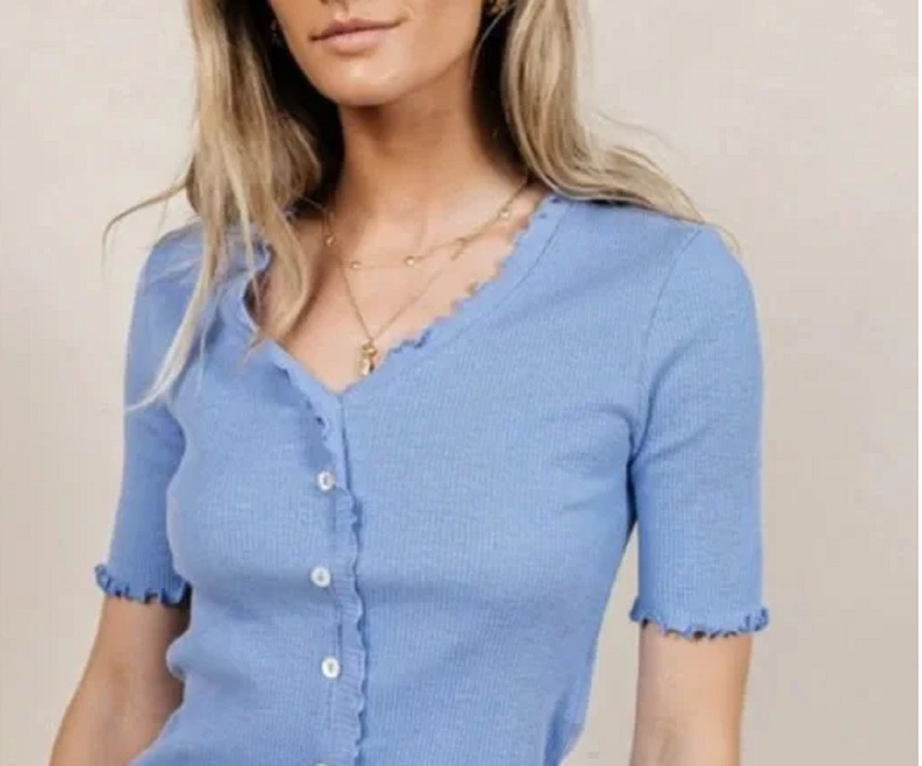 VERO MODA Top canelado Hailey feminino azul tamanho X-G