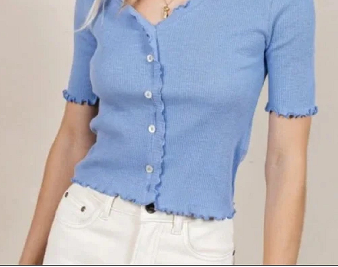 VERO MODA Top canelado Hailey feminino azul tamanho X-G
