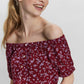 VERO MODA Top Tatum Floral Feminino Vermelho Tamanho X-Grande