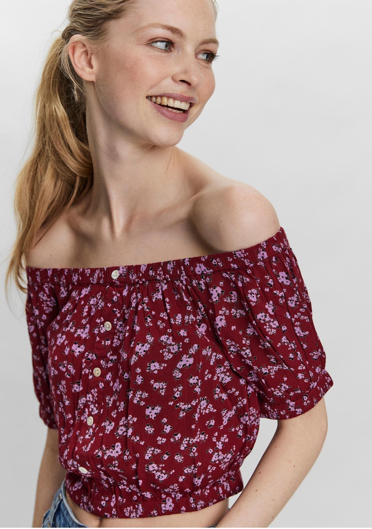 VERO MODA Top Tatum Floral Feminino Vermelho Tamanho X-Grande