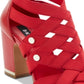 DKNY Sapatos femininos clássicos com tiras abertas, vermelhos, tamanho 8,5 m