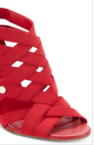 DKNY Sapatos femininos clássicos com tiras abertas, vermelhos, tamanho 8,5 m