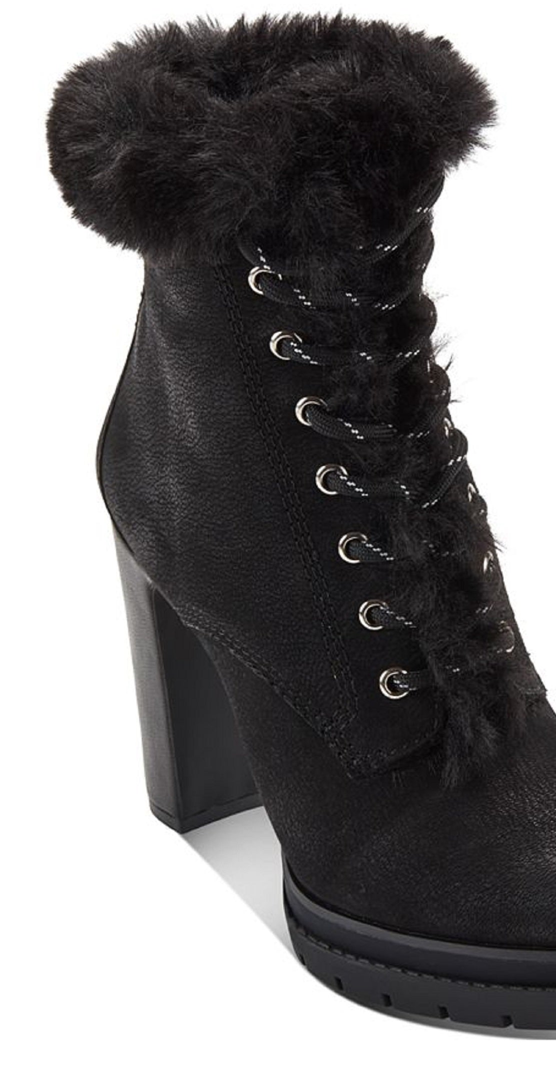 Botas sociais femininas DKNY Darcy com cadarço, pretas, tamanho 9,5