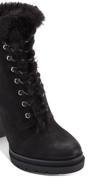 Botas sociais femininas DKNY Darcy com cadarço, pretas, tamanho 9,5