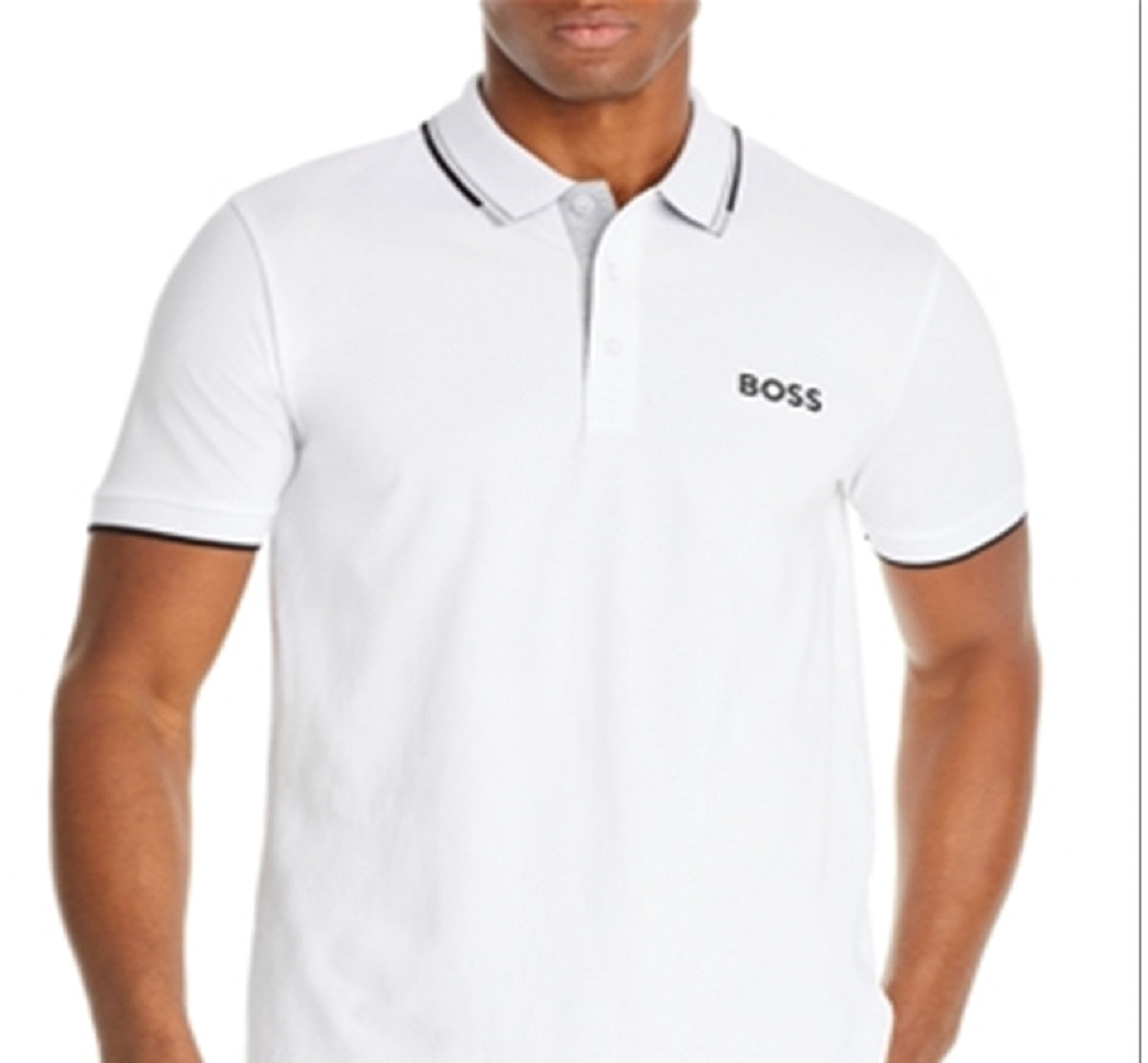 Camisa polo masculina Hugo Boss Paddy Pro Regular Fit, branca, tamanho médio