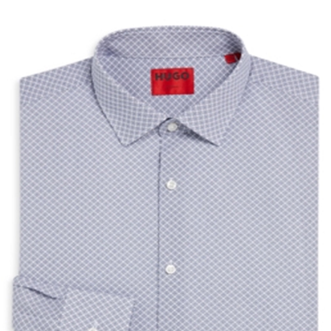 Camisa social masculina Hugo Boss Mabel com estampa micro regular, tamanho azul, tamanho regular