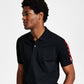 Camisa polo masculina Hugo Boss Dovember Classic Fit com estampa de logotipo xadrez, preta, tamanho médio