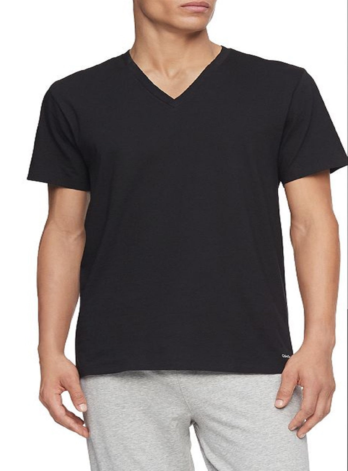 Camiseta Calvin Klein Feminina Gola V Algodão - Pacote com 3 - Preta - Tamanho Grande