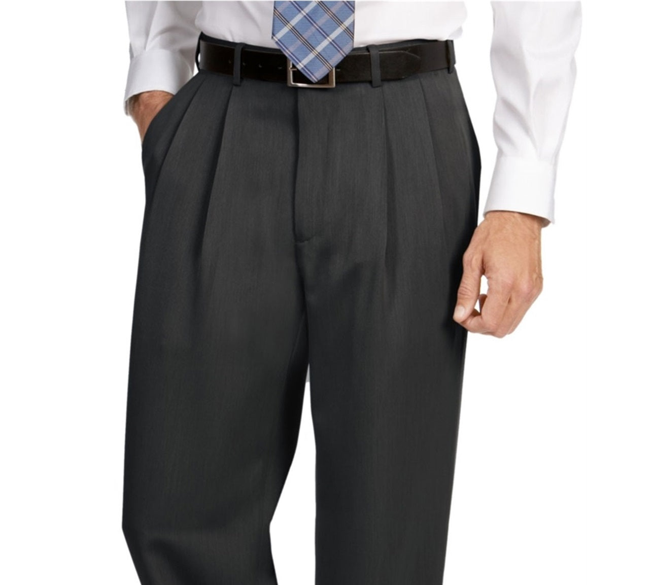 Calça social masculina Perry Ellis que não passa a ferro, cinza, tamanho 40x30