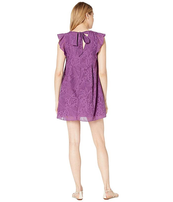 Vestido de coquetel feminino BCBGeneration com mangas esvoaçantes e decote em V duplo, roxo, tamanho X-S