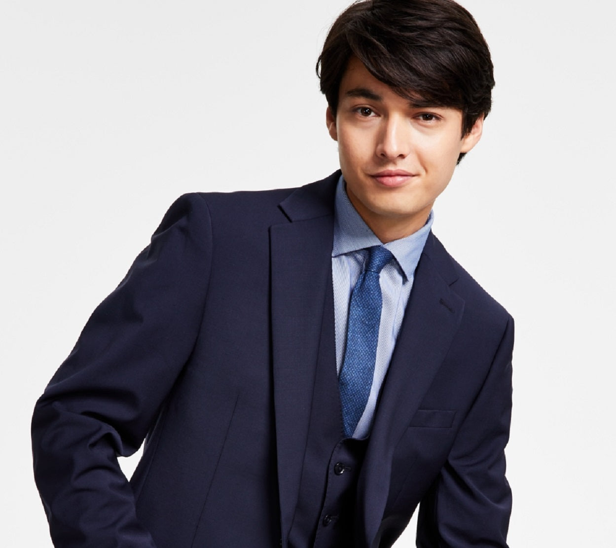 Calvin Klein Infinite Stretch Solid Slim Fit Terno Masculino Azul Tamanho 42