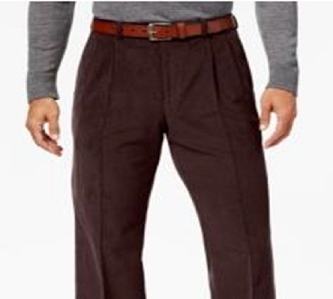Calça de veludo cotelê casual plissada masculina Ralph Lauren, marrom, tamanho 32x34