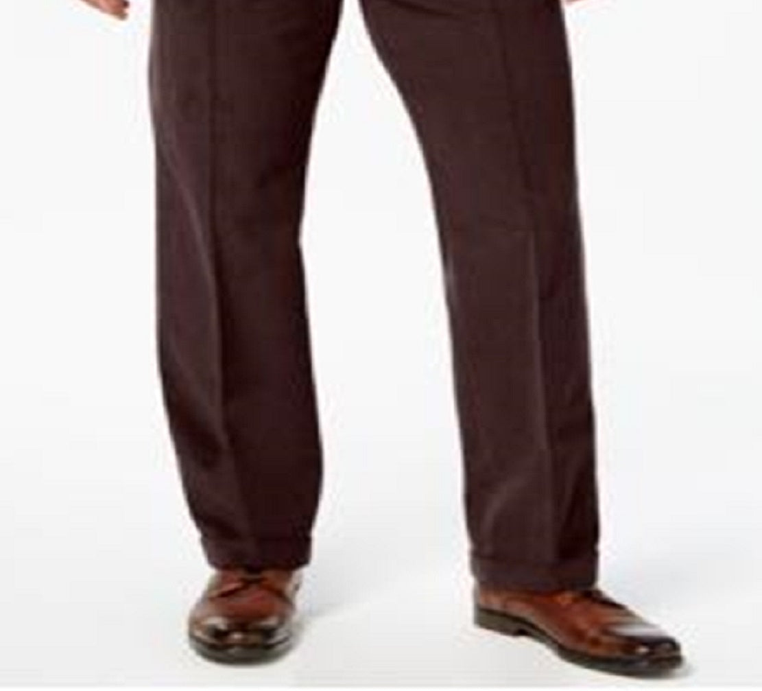 Calça de veludo cotelê casual plissada masculina Ralph Lauren, marrom, tamanho 32x34