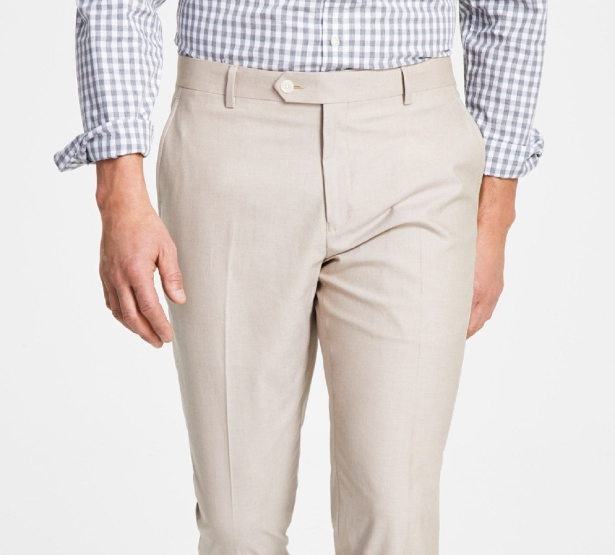 Tommy Hilfiger Masculino Modern Fit Th Flex Stretch Chambray Terno Calça Separada Marrom Tamanho 32X30