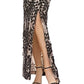 Vestido feminino bordado com fenda lateral da JS Collections, preto, tamanho 12