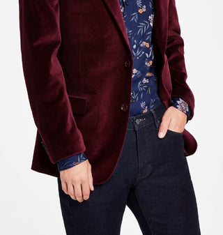 Blazer masculino Alfani Slim Fit de veludo liso, vermelho, tamanho 40