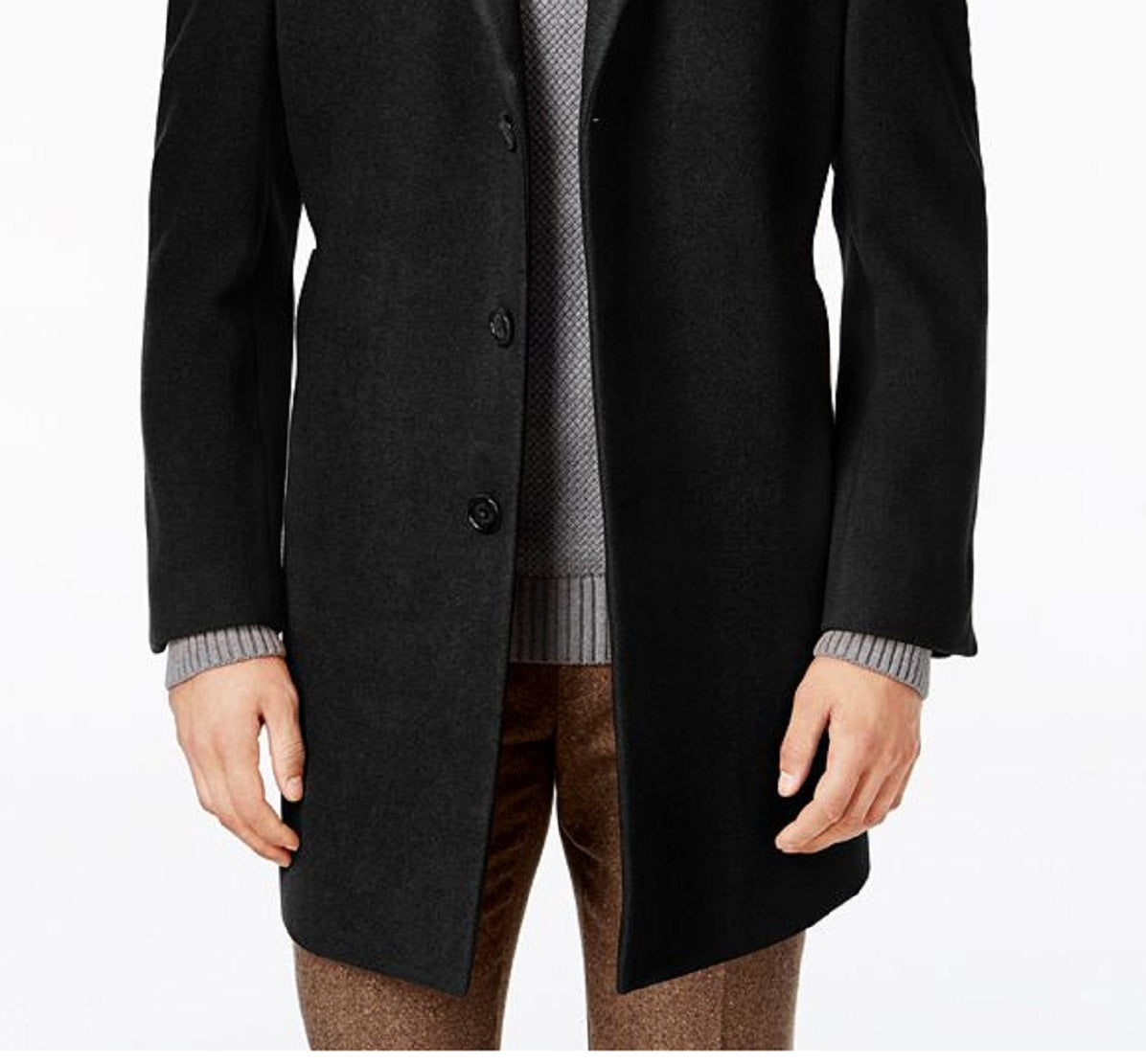 Sobretudo Calvin Klein Prosper Wool Blend X Fit Masculino Preto Tamanho 40