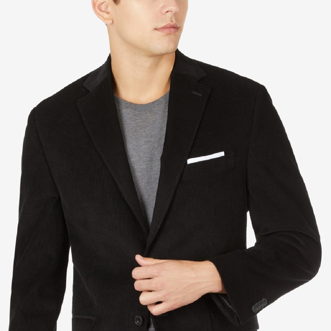 Blazer de veludo cotelê Michael Kors masculino, corte moderno, preto, tamanho 38