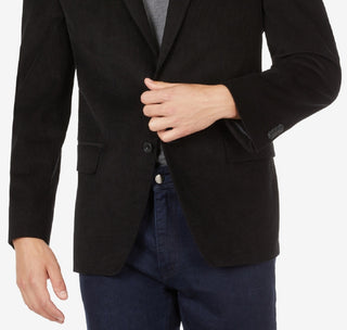 Blazer de veludo cotelê Michael Kors masculino, corte moderno, preto, tamanho 38