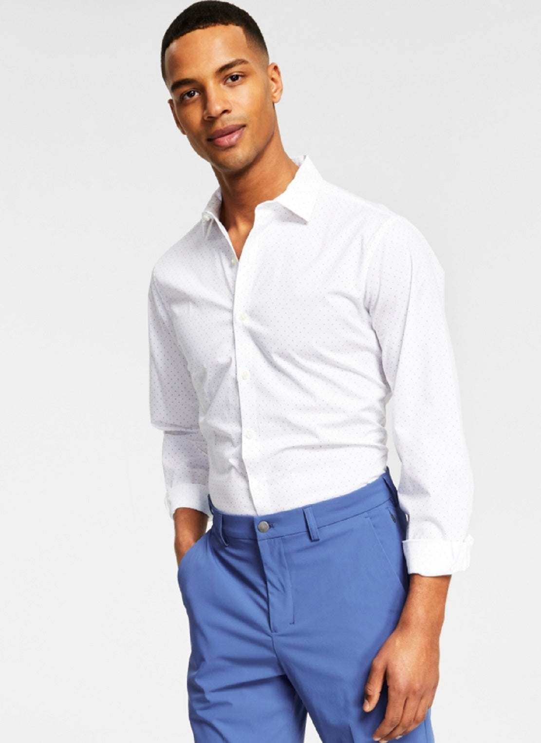 Calça Calvin Klein Masculina Slim Fit Tech Solid Performance Azul Tamanho 34X34