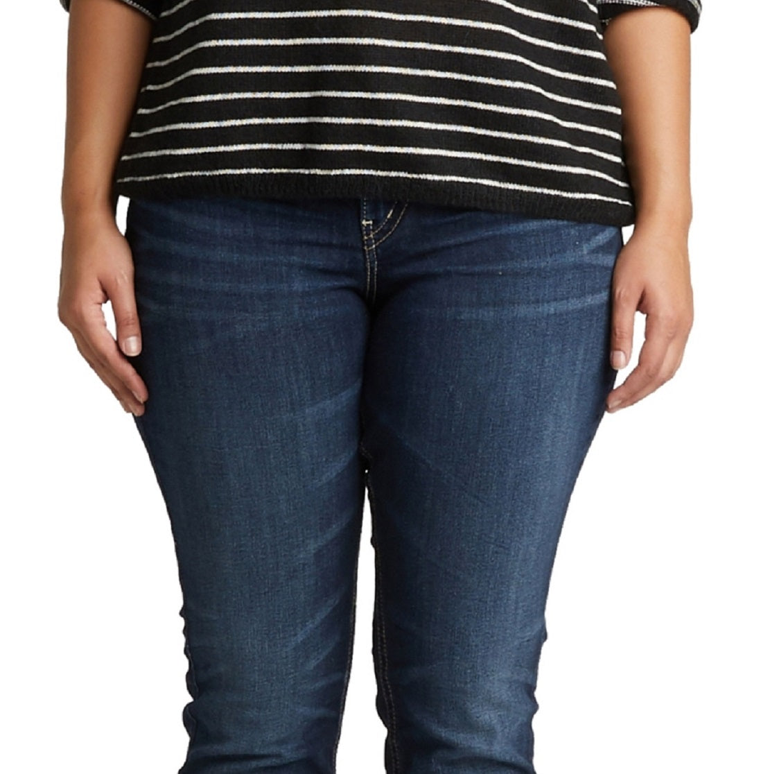 Calça jeans reta feminina Suki cintura média, azul, tamanho 20W, da Silver Jeans Co.
