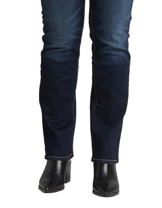 Calça jeans reta feminina Suki cintura média, azul, tamanho 20W, da Silver Jeans Co.