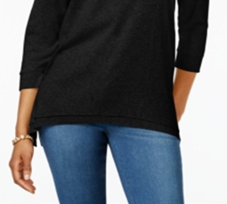 Top feminino com bainha em camadas Style &amp; Co, preto, tamanho XX-G