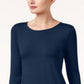 Blusa feminina Alfani High Low Mix Media azul tamanho grande