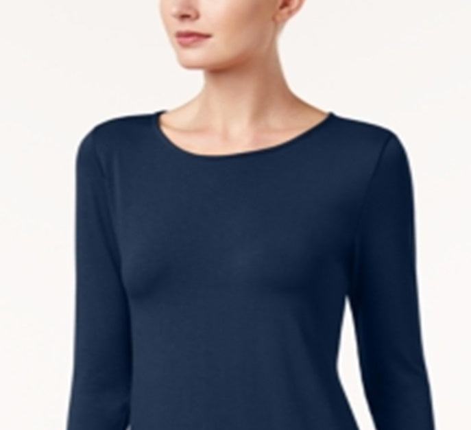 Blusa feminina Alfani High Low Mix Media azul tamanho grande