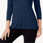 Blusa feminina Alfani High Low Mix Media azul tamanho grande