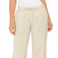 Calça feminina Charter Club de linho com cordão na cintura, marrom, tamanho XX-G