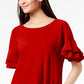 Blusa feminina com mangas franzidas INC International Concepts, vermelha, tamanho médio