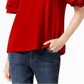Blusa feminina com mangas franzidas INC International Concepts, vermelha, tamanho médio