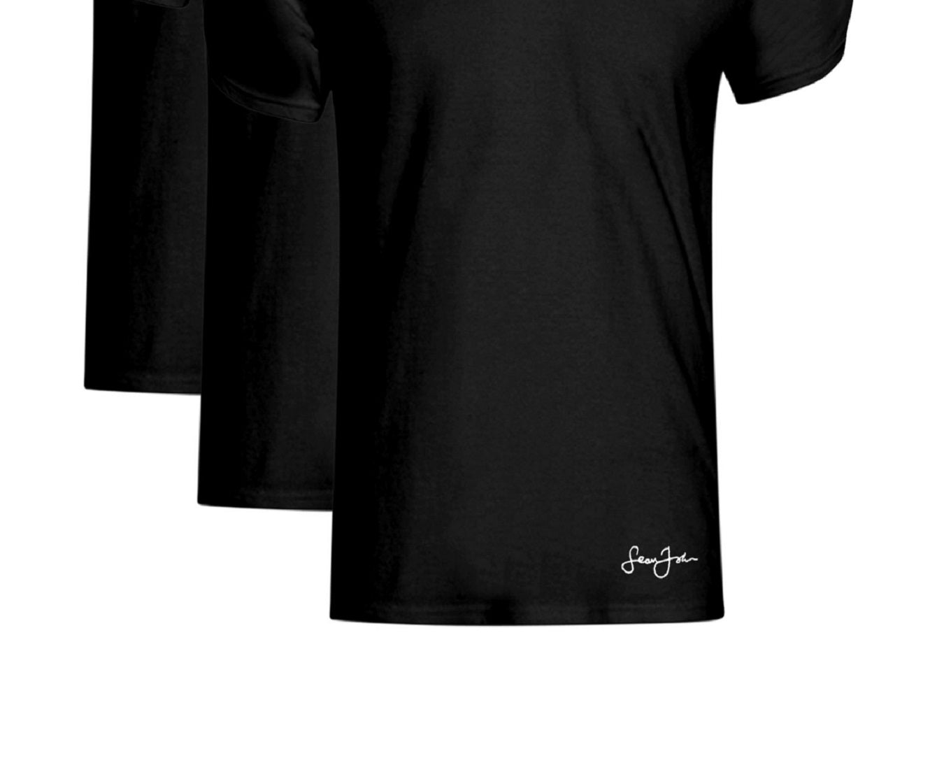 Pacote com 3 camisetas masculinas Sean John com decote em V, pretas, tamanho pequeno