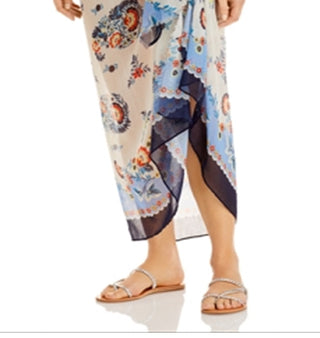 Conjunto de pareo e scrunchie com bandana floral Echo feminino, azul, tamanho regular