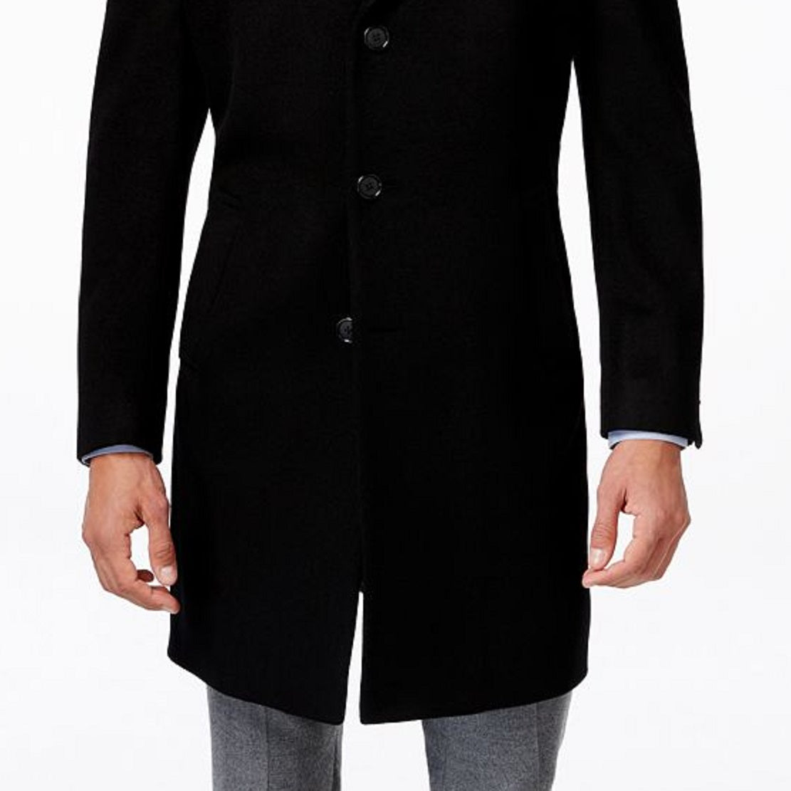 Sobretudo Kenneth Cole Reaction Masculino de Lã Raburn, Preto, Tamanho 36