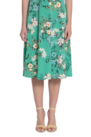Vestido de malha com estampa floral feminino London Times, verde, tamanho 20W