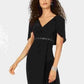 Vestido de festa feminino Adrianna Papell com capelete adornado, preto, tamanho 16