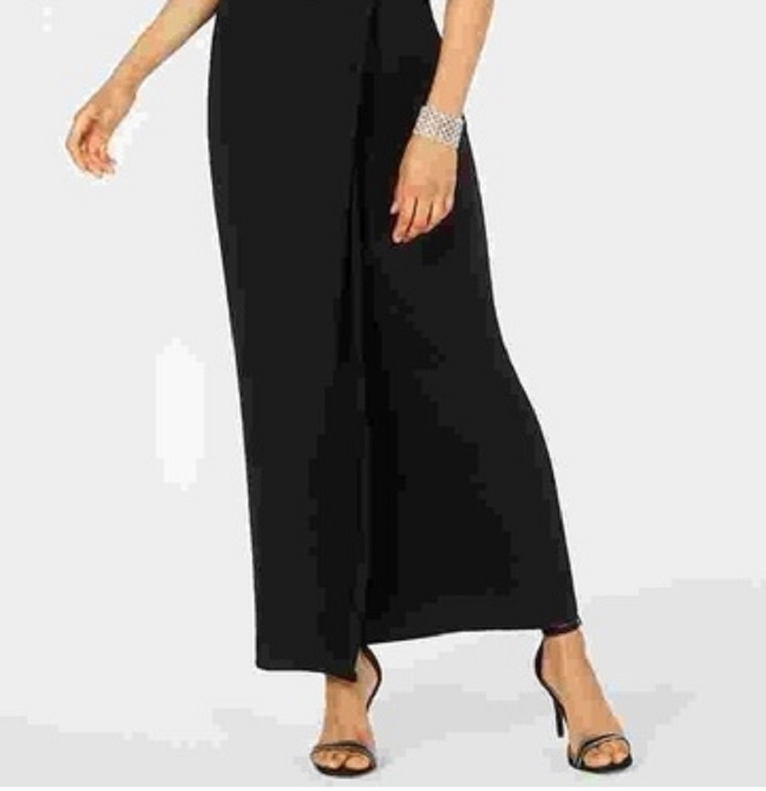 Vestido de festa feminino Adrianna Papell com capelete adornado, preto, tamanho 16