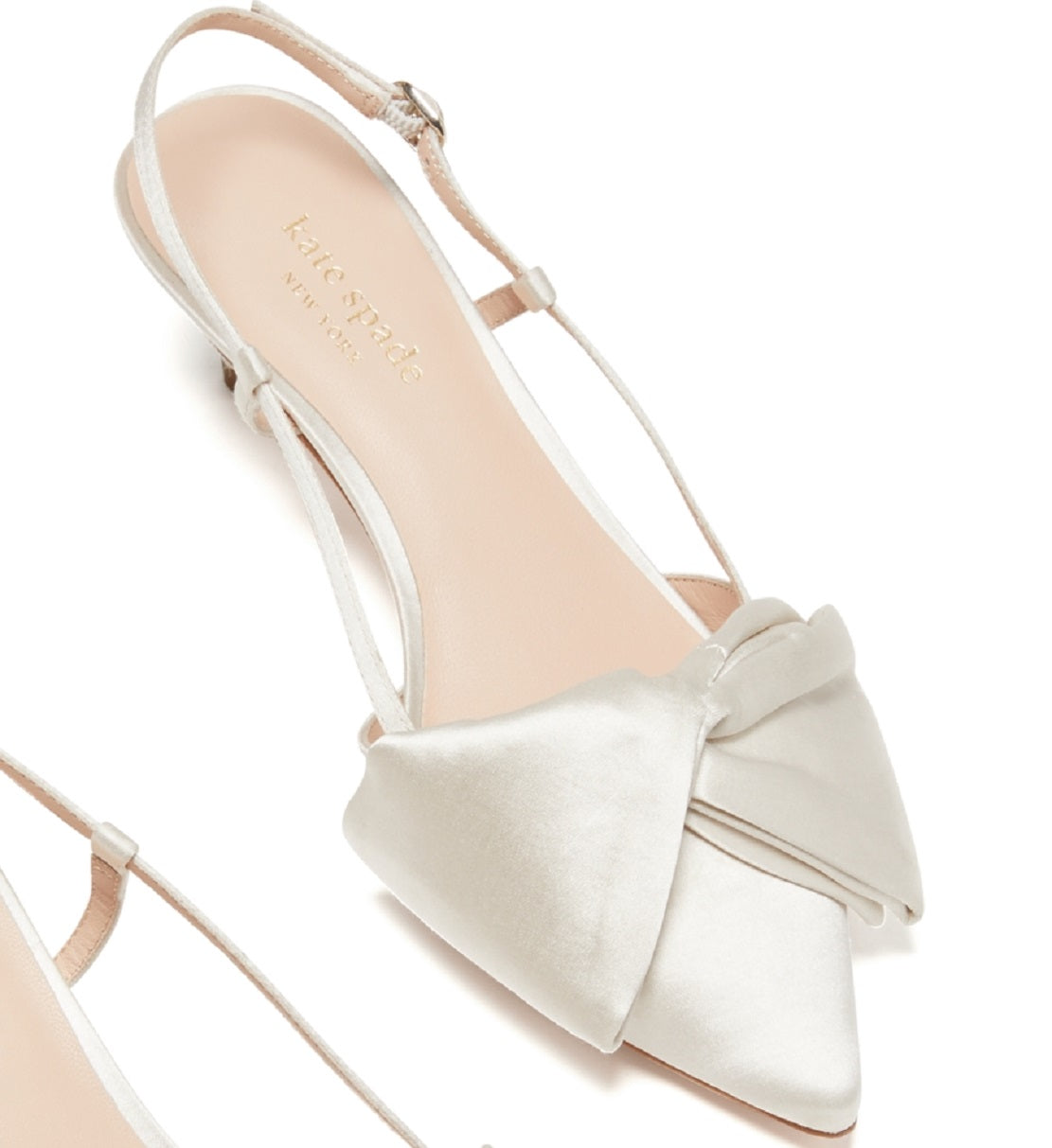Kate Spade New York Feminino Marseille Bow Bico Fino Slingback Scarpin Branco Tamanho 8 B