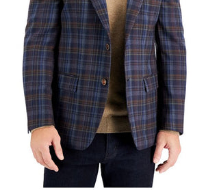 Casaco esportivo masculino Tallia de lã slim fit, azul, tamanho 44