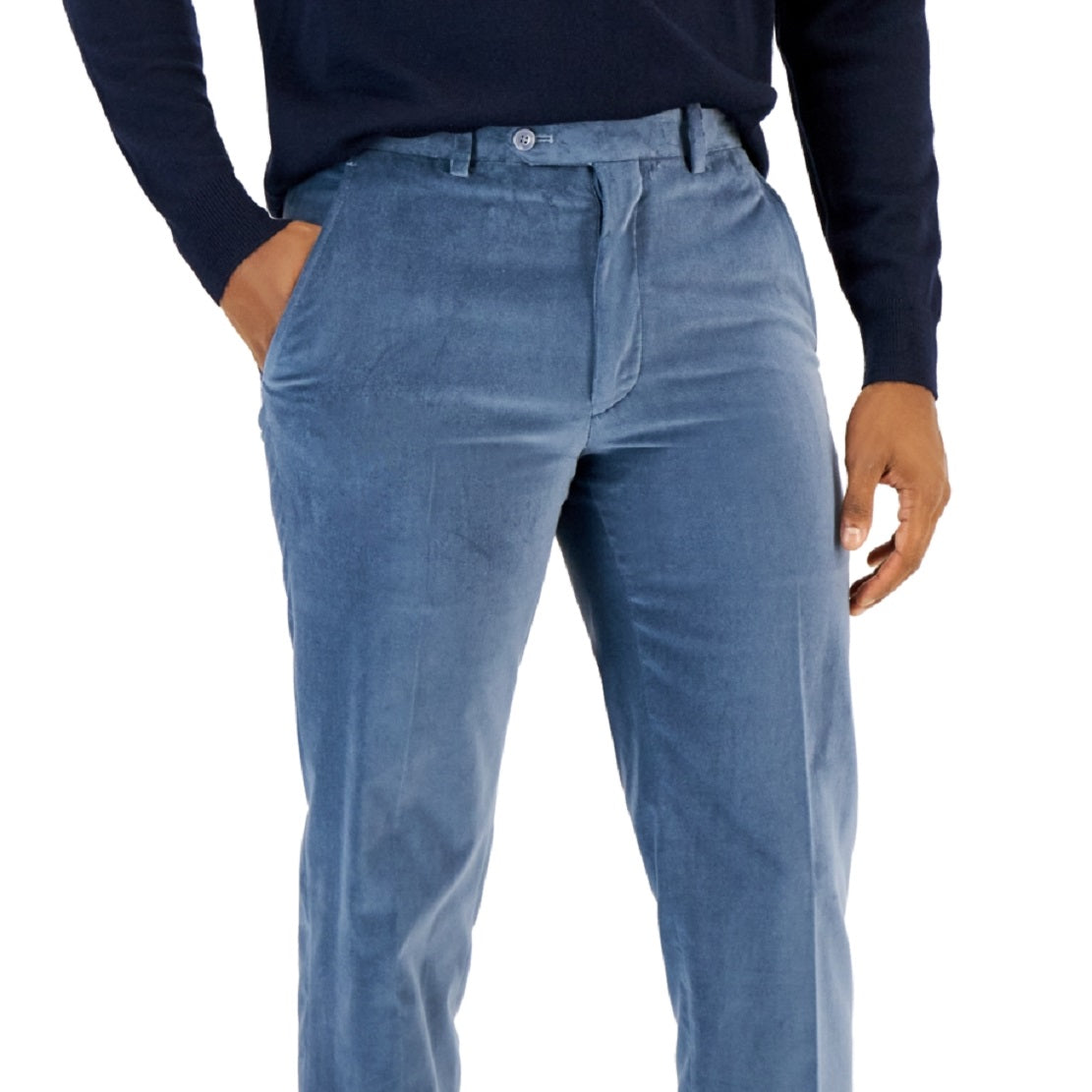 Calça social masculina Alfani Slim Fit de veludo azul tamanho 38x32