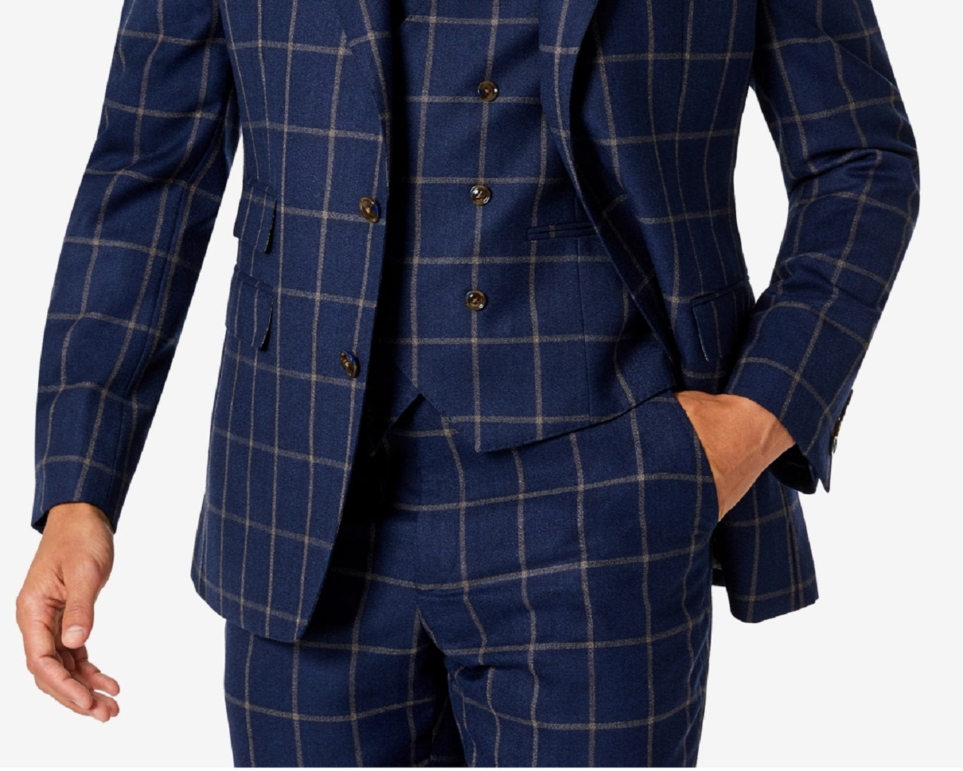 Jaqueta de lã masculina Tayion Collection Classic Fit, azul, tamanho 46
